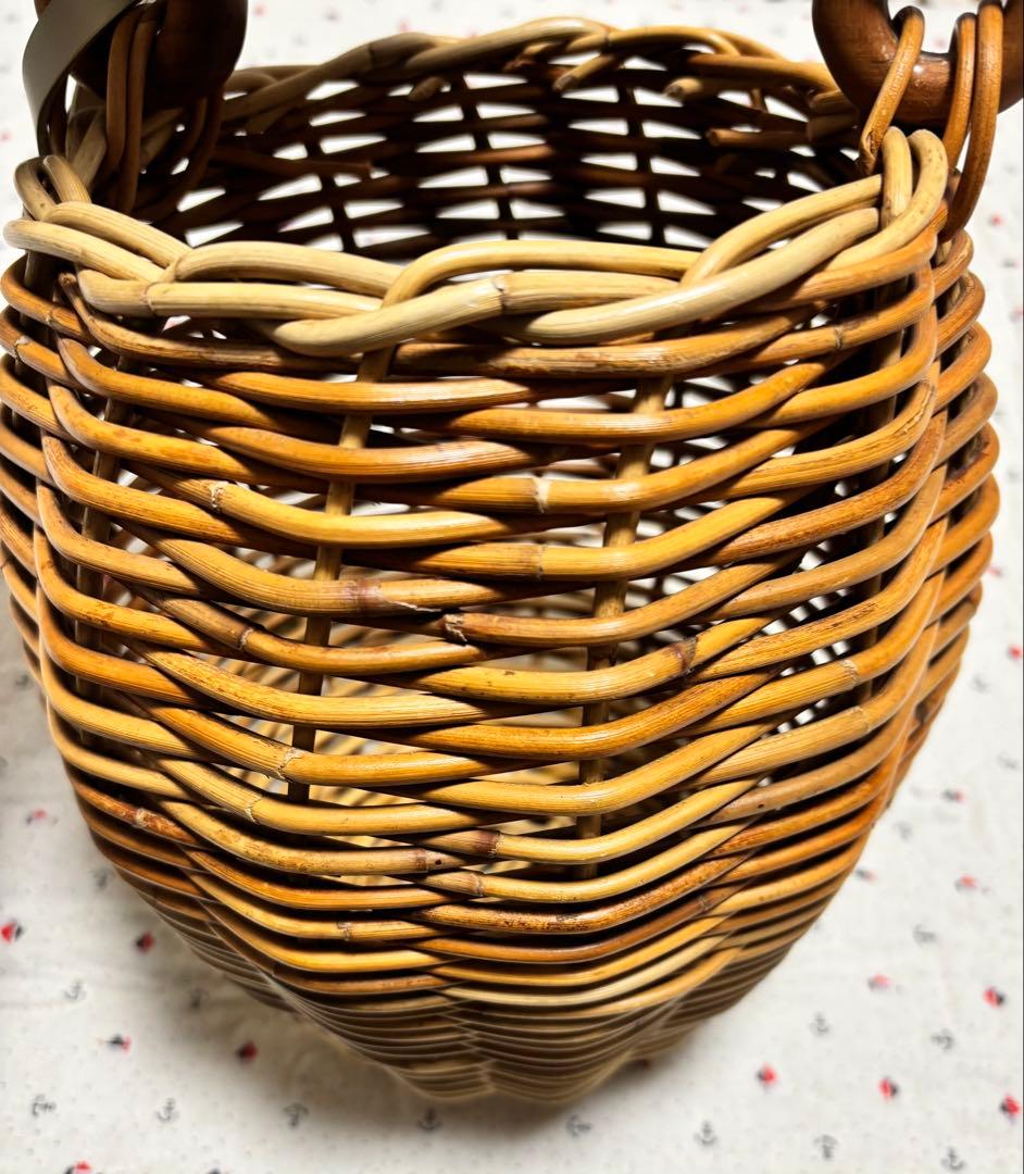 wood handle basket スエードカバー かごバッグ