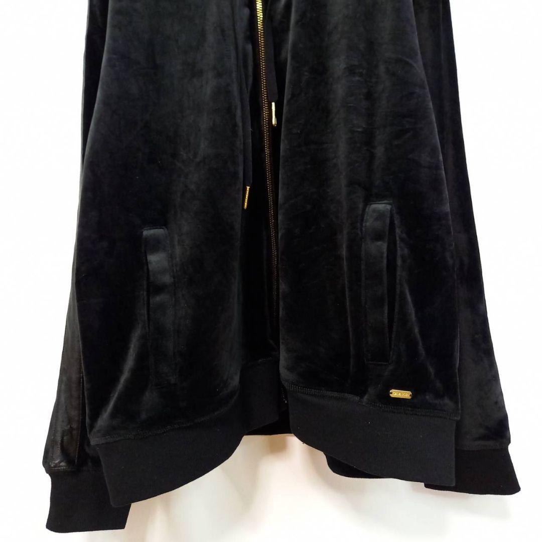 カルバンクライン　CK　ジップ　パーカー　長袖　レザー　ベロア　ロゴ　黒　XL