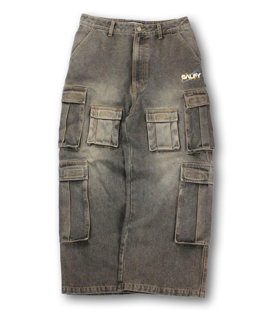 GALFY ダーティーデニムワイドカーゴ ブラウン L 中型犬