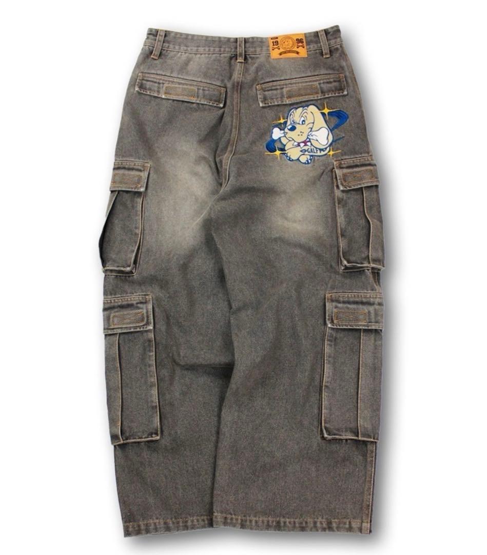 GALFY ダーティーデニムワイドカーゴ ブラウン L 中型犬