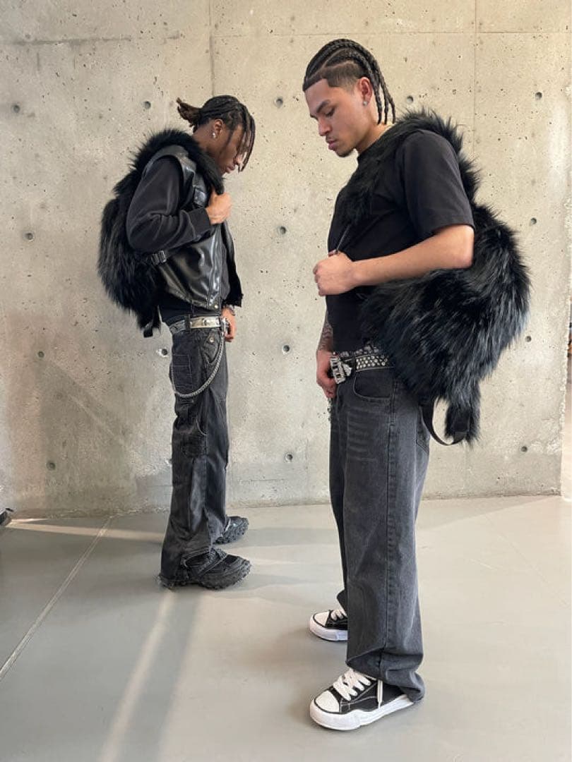 ブラックファーリュック opium fur black backpack 黒