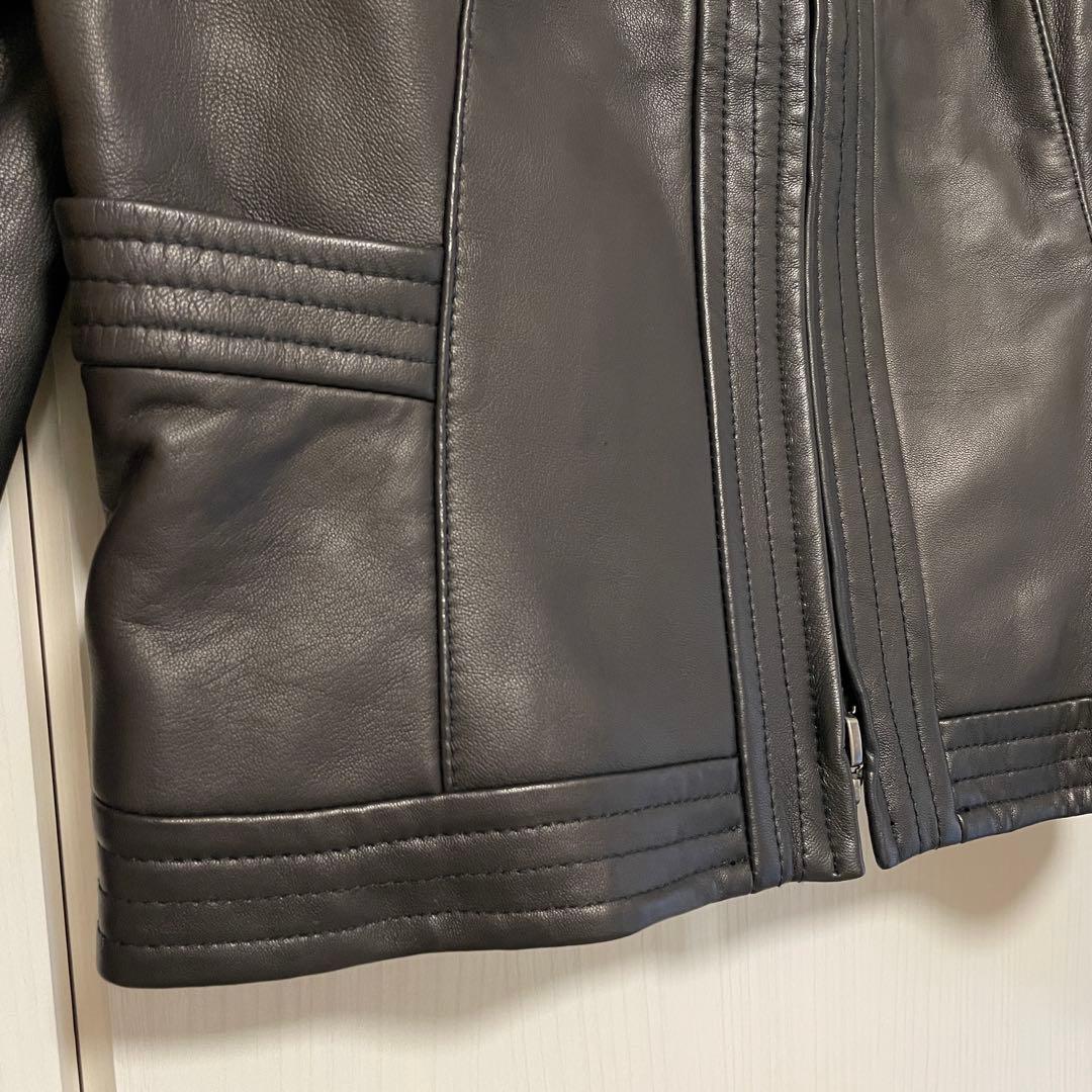 【美品】ANAYI ラムレザージャケット ノーカラー ブラック