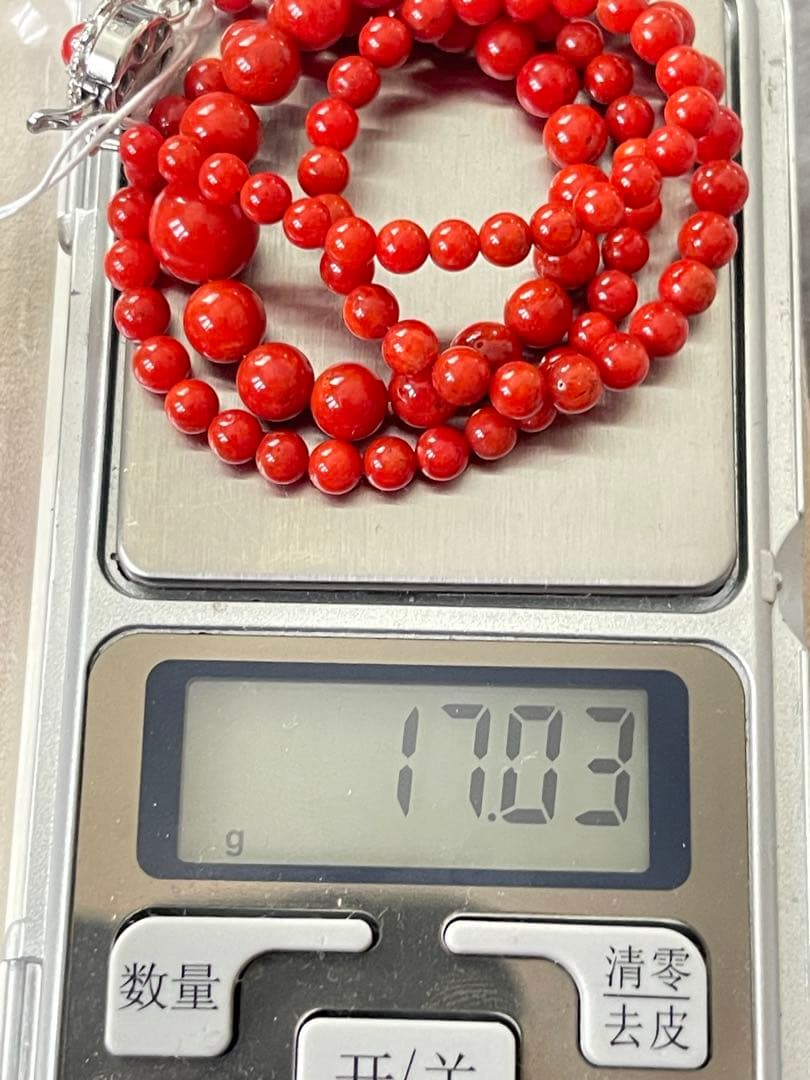 珊瑚サンゴネックレス9mm、重约17g
