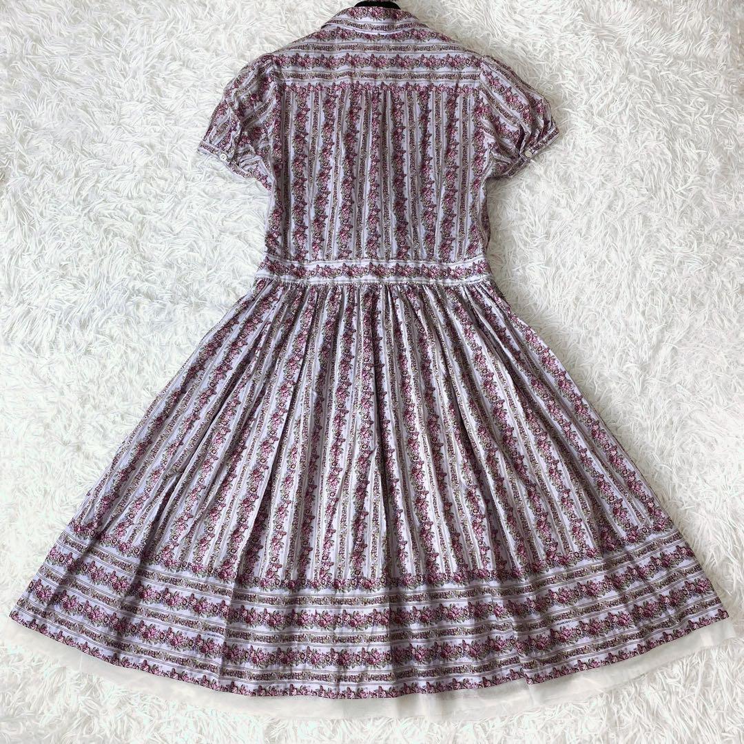 3未使用級！　ロイスクレヨン　バラ柄　アンティーク　フリル　フレア　ワンピース
