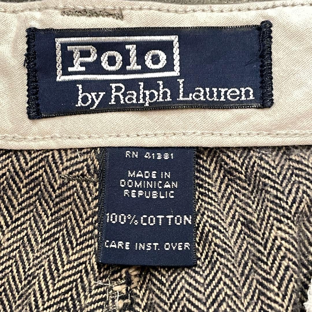 【W34 L29】90s ポロ・ラルフローレン ヘリンボーン コットンスラックス