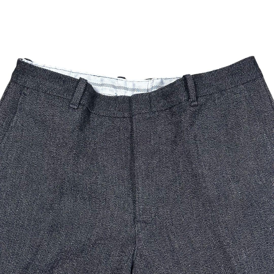 60s ブラックシャンブレー ワイドトラウザー レーヨンウールギャバ