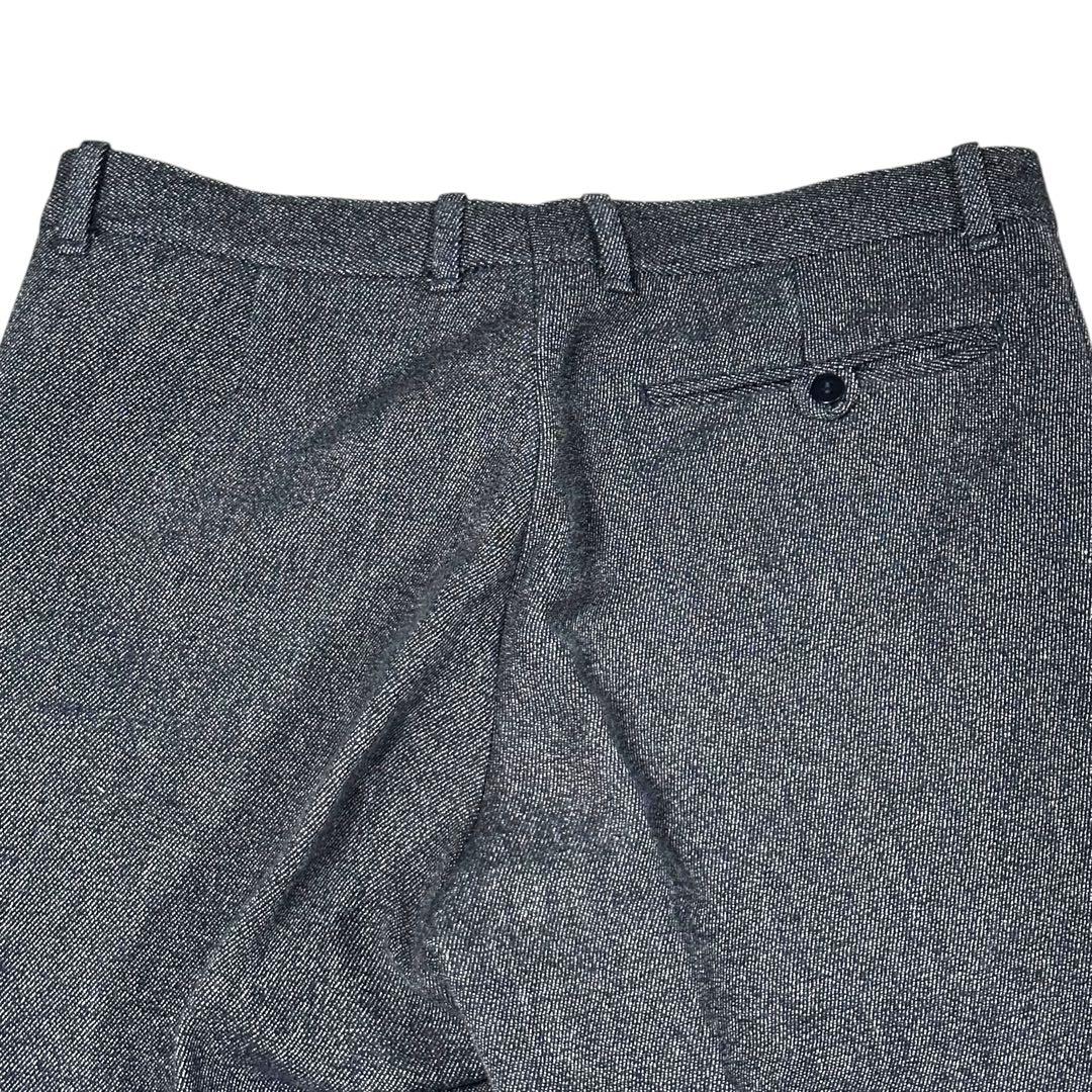 60s ブラックシャンブレー ワイドトラウザー レーヨンウールギャバ