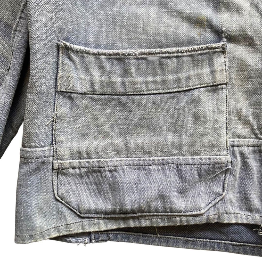 40〜50s フレンチ ヴィンテージ カバーオール モールスキンジャケット ボロ