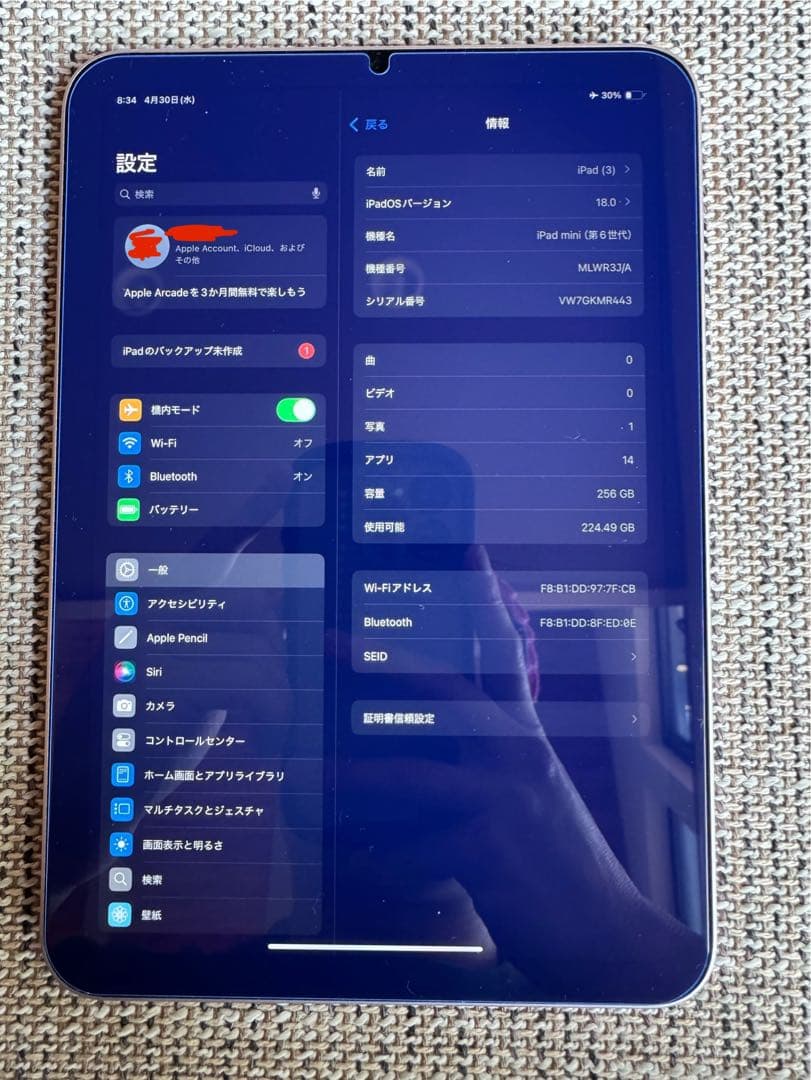 iPad mini 第6世代（256GB）