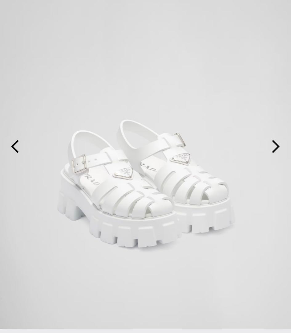 PRADA ホワイト モノリスラバーサンダル