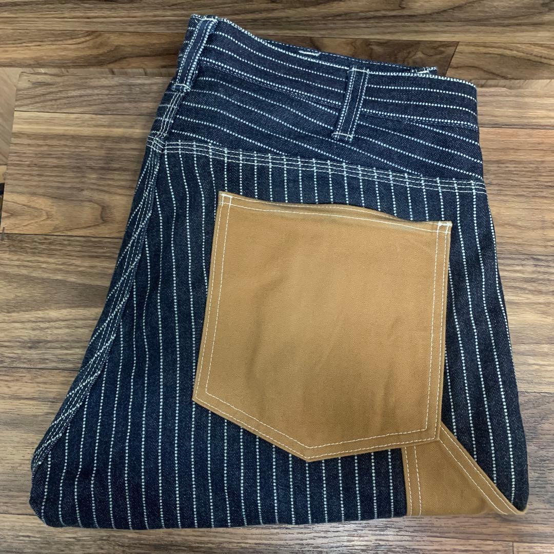 中古 児島ジーンズ ペインターパンツ ウォバッシュ ヘリンボーン ストライプ