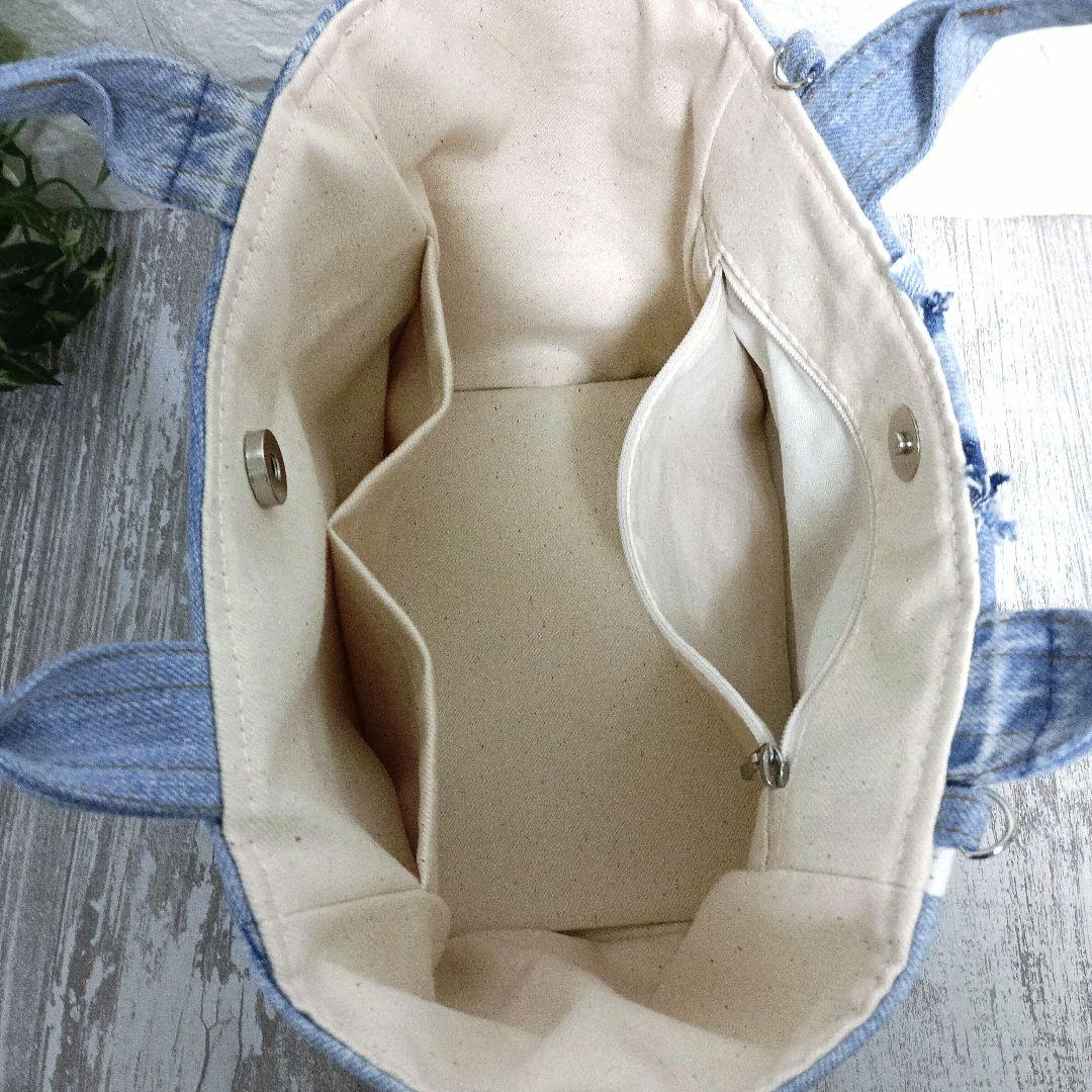 リメイクデニム★MIXデニムフリンジトートバッグ＋ショルダーセット