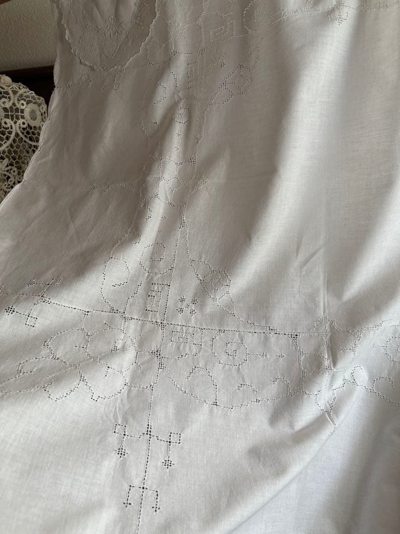 フランスアンティークஐ⋆*刺繍カーテンドイリー付き