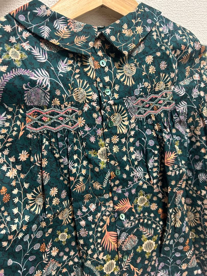 Bonpoint 花柄グリーン長袖ブラウス サイズ8