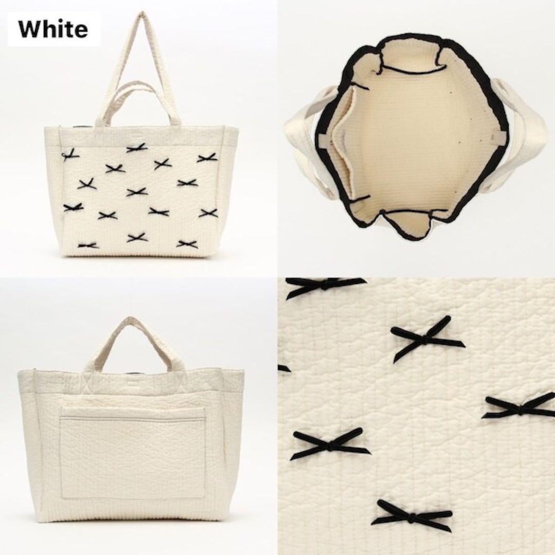 takt‼️ Gypsohila ❣️リボン装飾 エコバッグ グレー