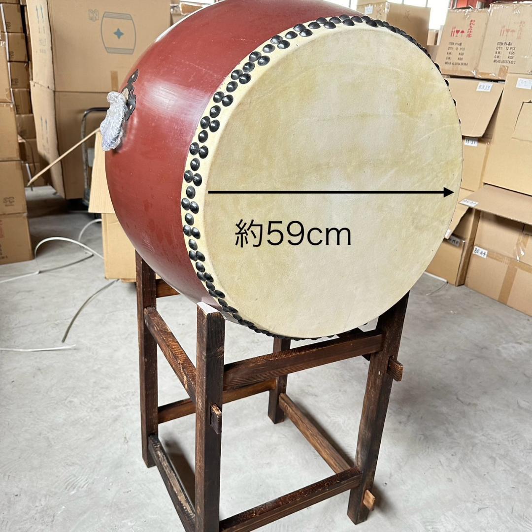 jun09　牛革　和太鼓 1.8尺強・バチ付き・台付き　　祭り ①