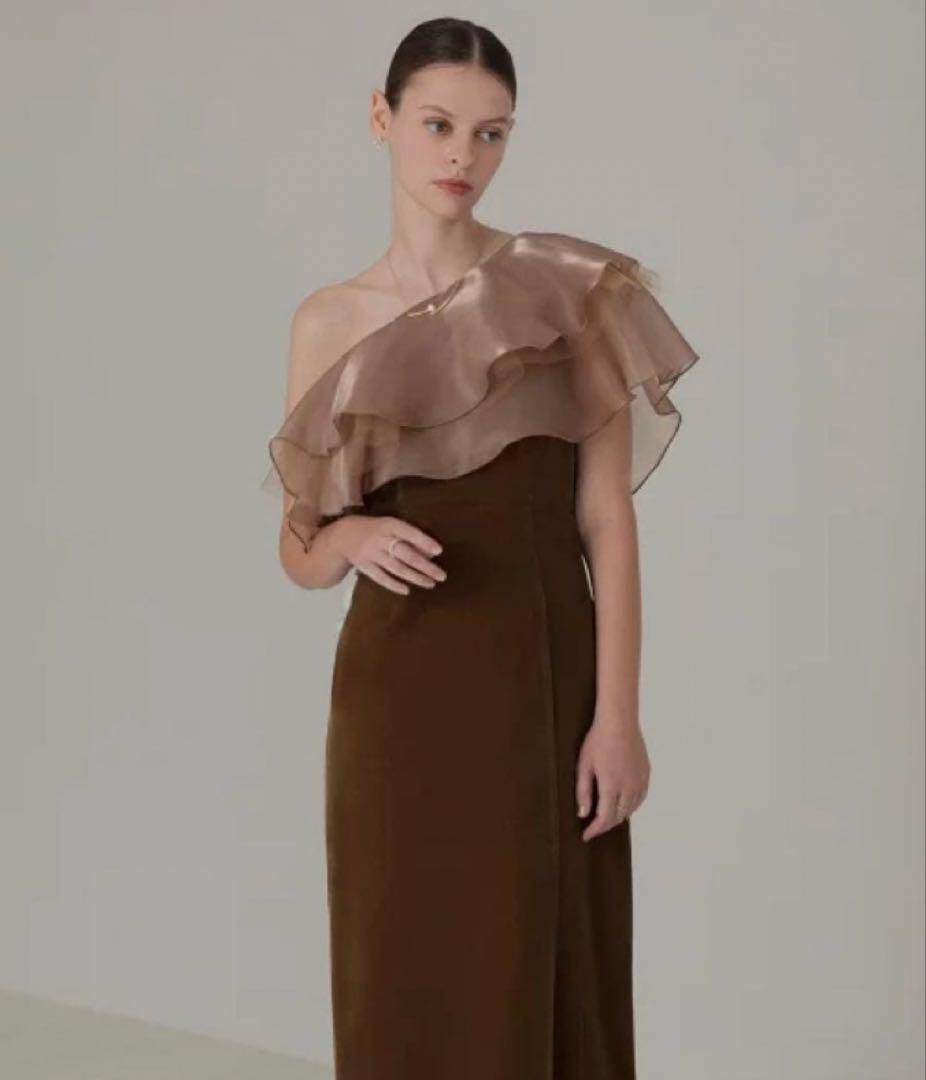 leja ドレス アシンメトリーティアードフリル3WAYベロアワンピースドレス