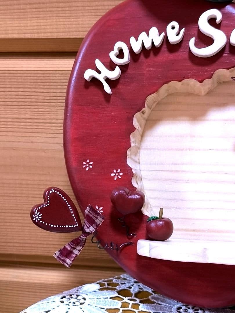 ⭐️アメリカンカントリー雑貨❤かじったෆりんごෆハウスフレーズ看板✿シェルフ付き