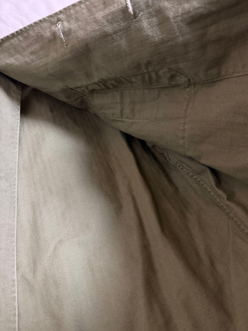 40s HBT(ヘリンボーンツイル)ユーティリティシャツ S 月桂樹ボタン