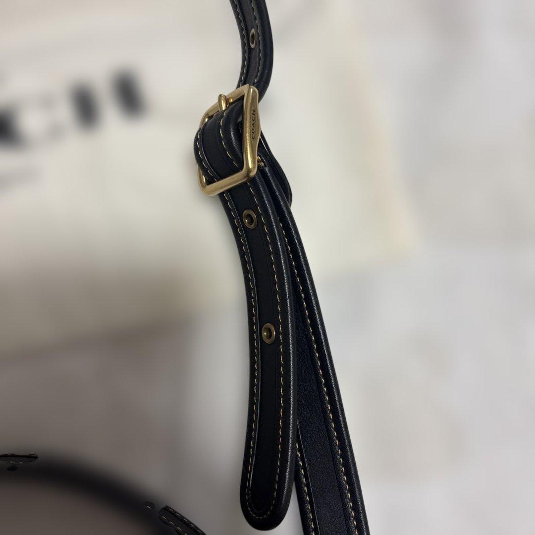 COACH チェリー柄ストロー素材ハンドバッグ