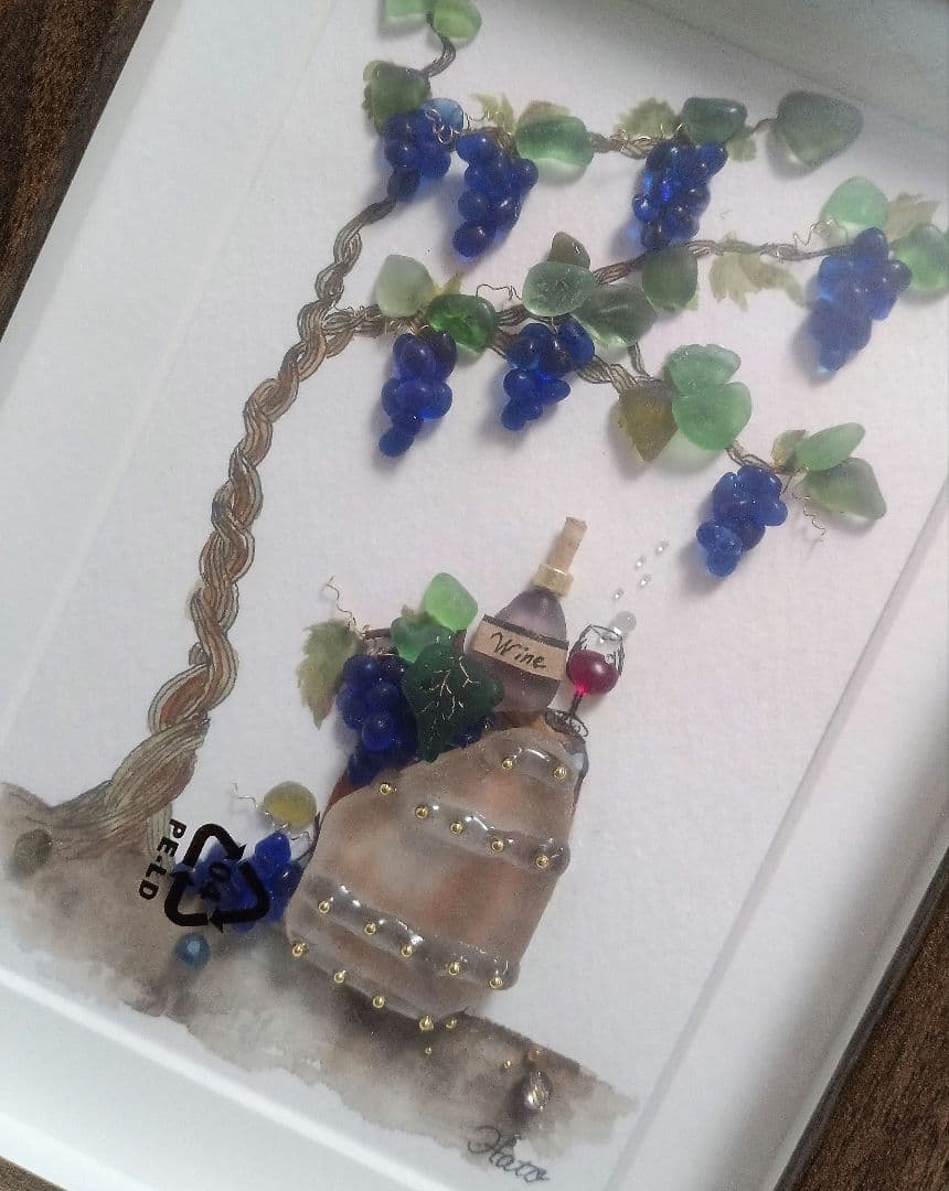 シーグラスアート　ワイン樽　二重奏　たかりん様　ご確認用