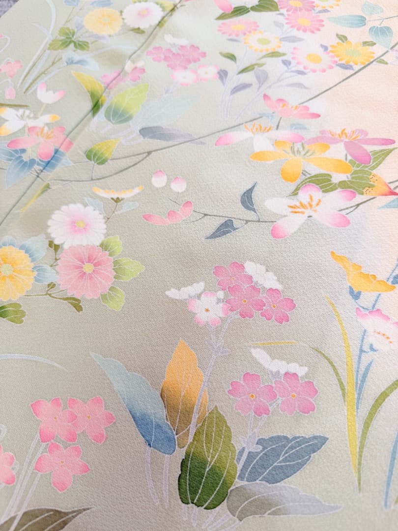 高級 訪問着 正絹 袷 加賀友禅 落款入り 薄オレンジ色 染め分け 約80万円