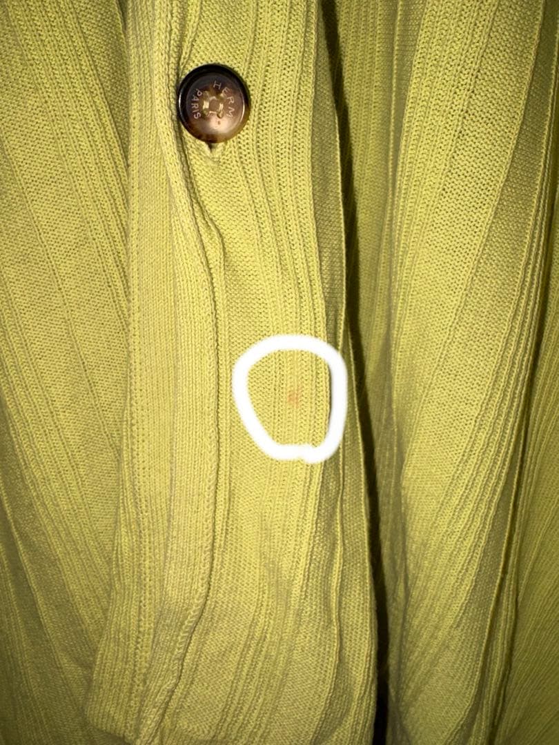 HERMES プリーツ加工 長袖シャツ ライムグリーン