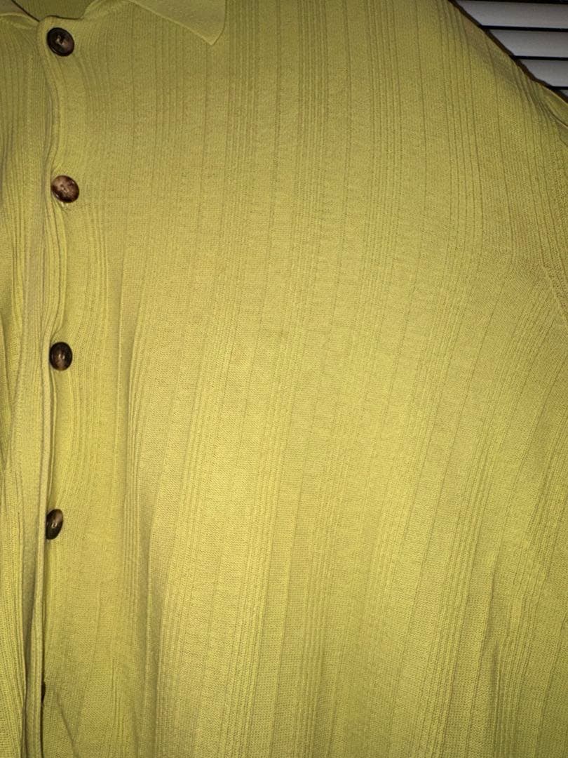 HERMES プリーツ加工 長袖シャツ ライムグリーン