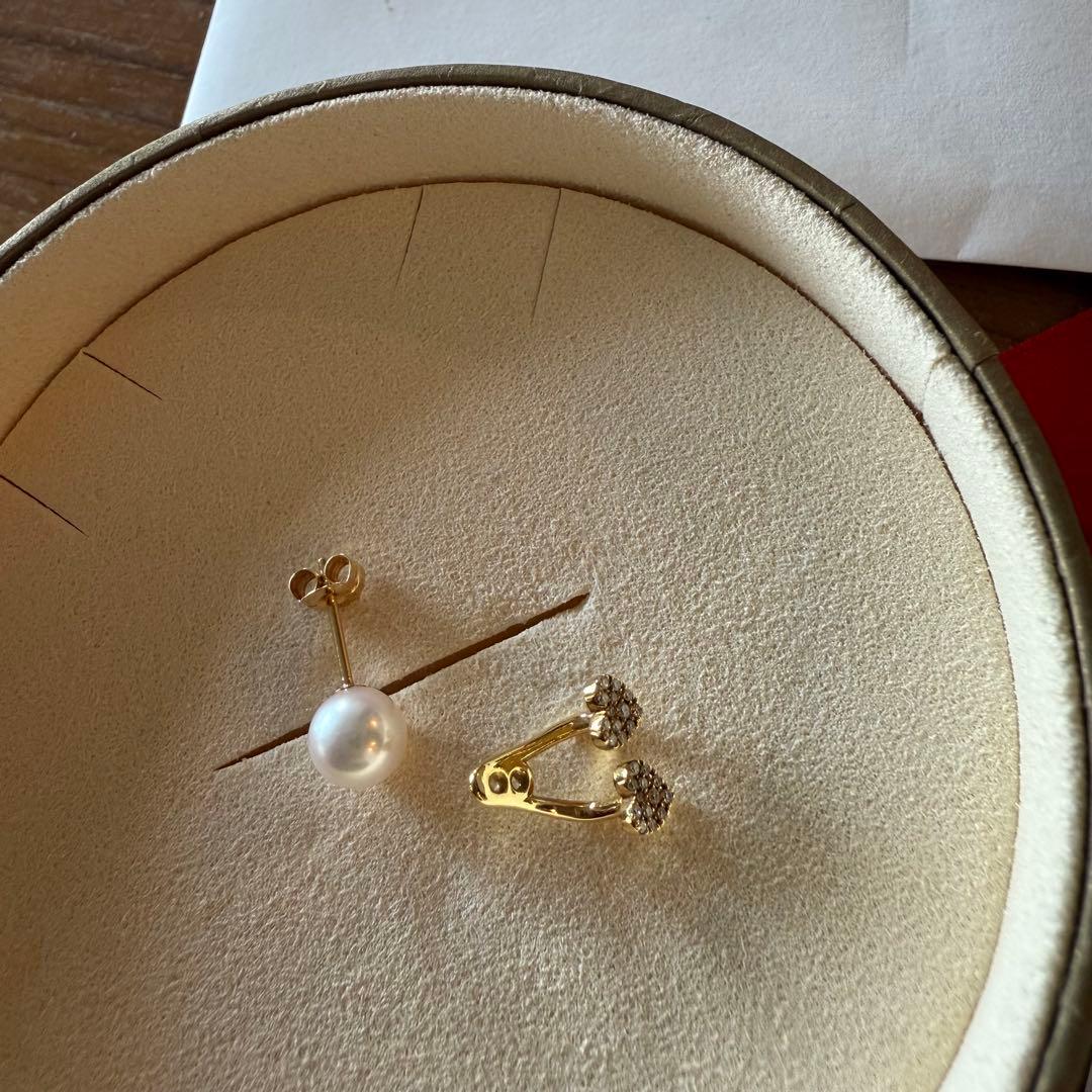 アーカー 18K/ダイヤ/アコヤパール ハートパヴェデュオパール ピアス