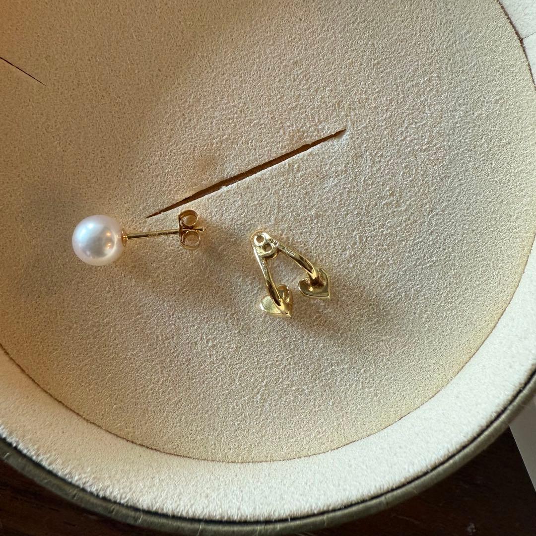 アーカー 18K/ダイヤ/アコヤパール ハートパヴェデュオパール ピアス