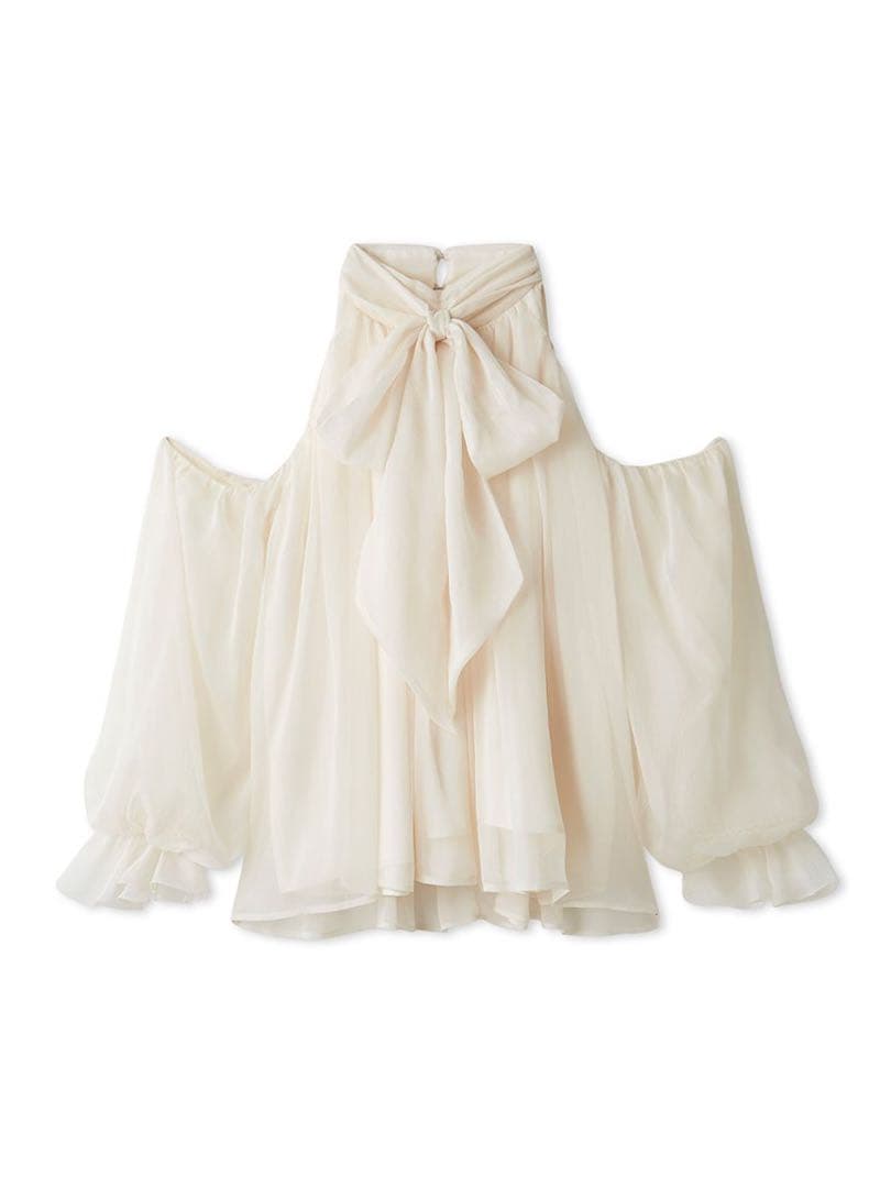 LILYBROUN リリーブラウン ドレープボウタイシフォンブラウス アイボリー