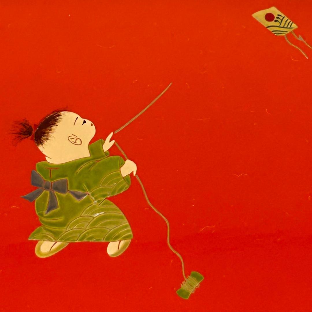 【美品】輪島塗　童蒔絵　兼用皿　摂田照彦作　5枚組　元箱入り