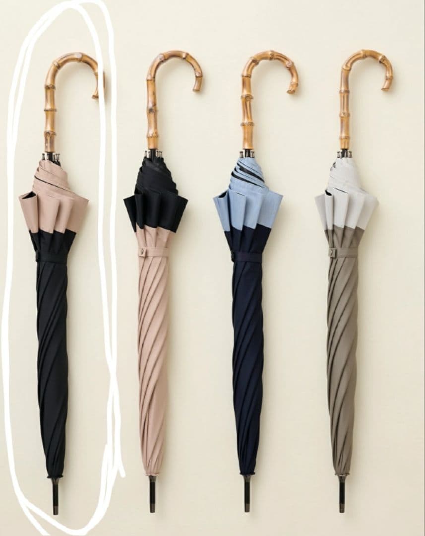 SUN BARRIER 100　(サンバリア)　長傘/コンビ/ピンク(竹手元)