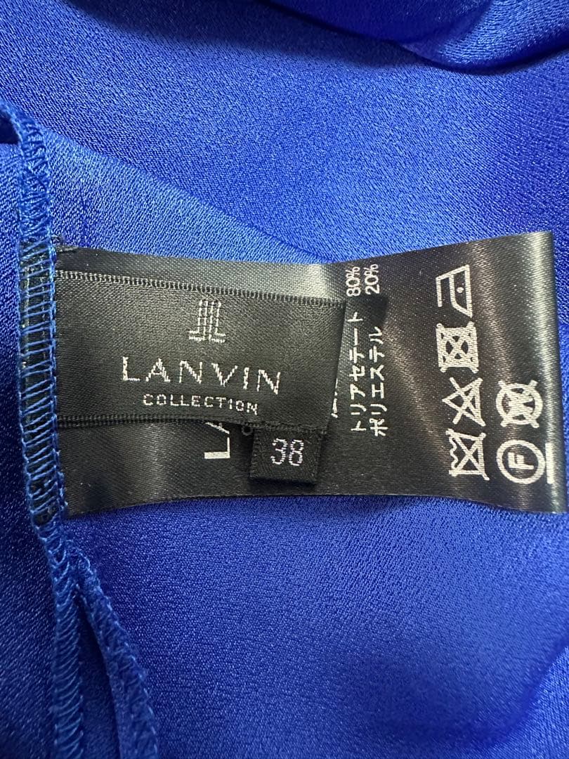LANVIN COLLECTION リボン付き青シャツ 38サイズ