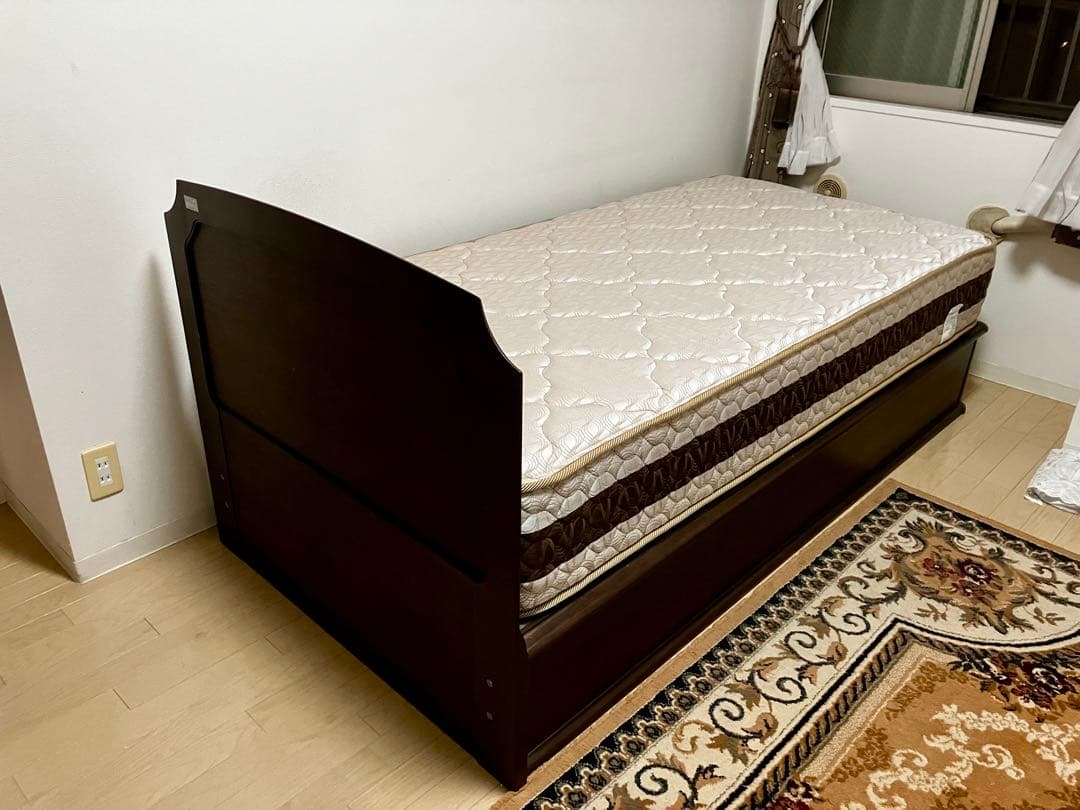 木製シングルベッド マットレス付き 収納あり