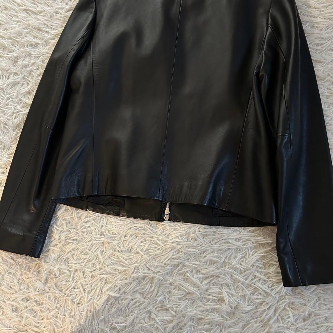 美品　ボールジィ　レザージャケット　ノーカラー　シングル　ラムレザー　柔らか