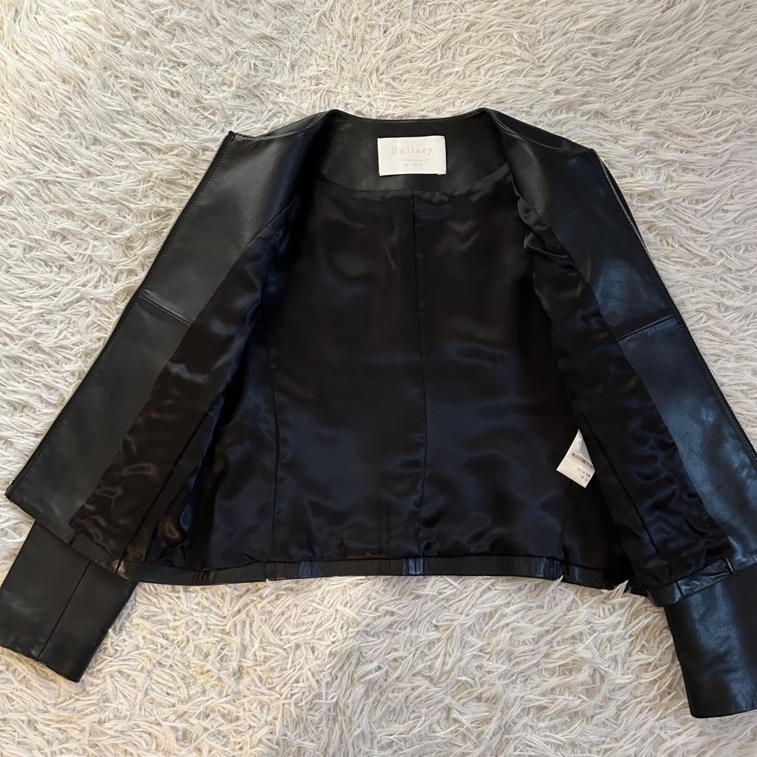美品　ボールジィ　レザージャケット　ノーカラー　シングル　ラムレザー　柔らか
