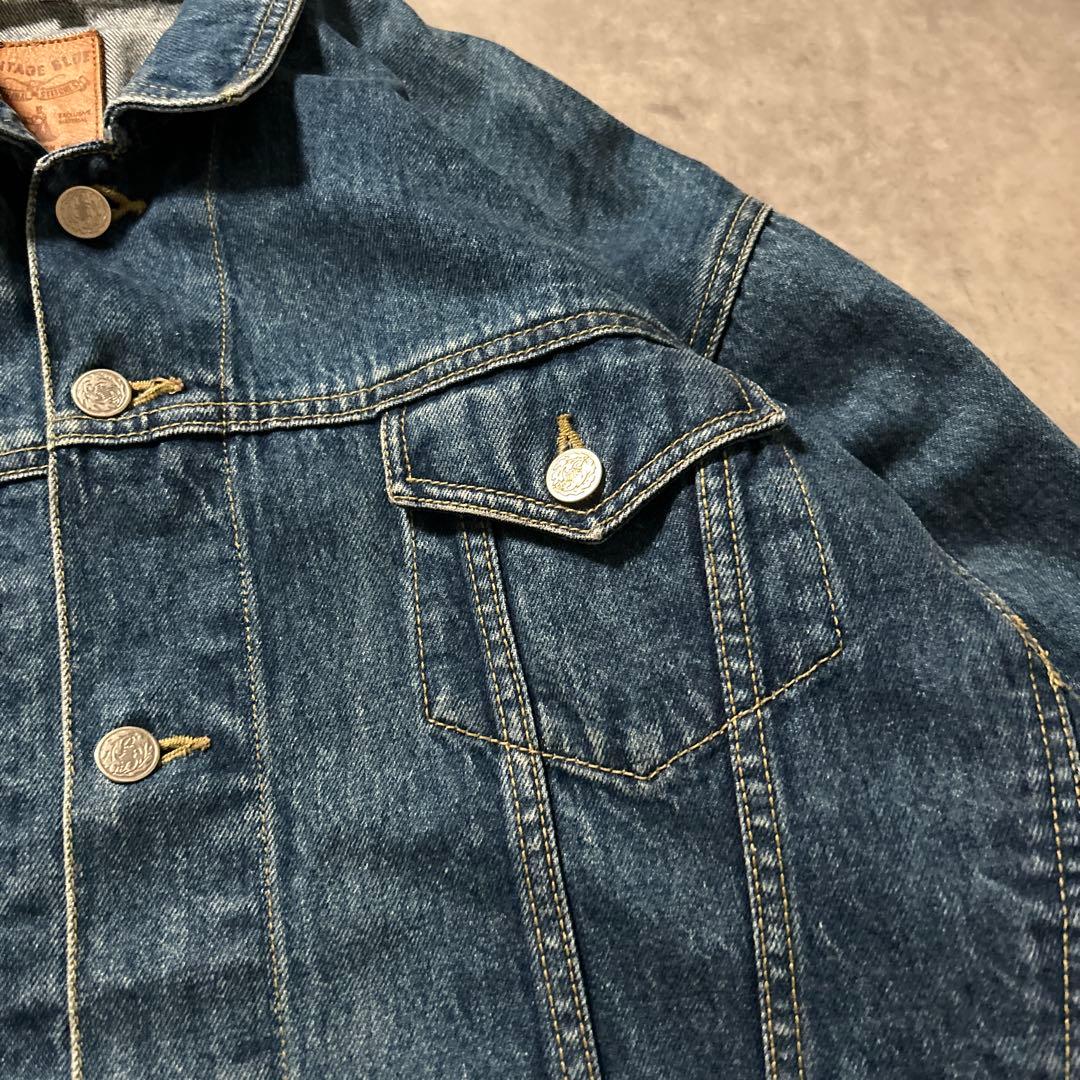 ヴィンテージ デニム コットン マルチポケット バックル デザイン ジャケット