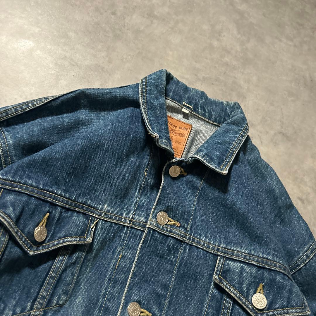 ヴィンテージ デニム コットン マルチポケット バックル デザイン ジャケット