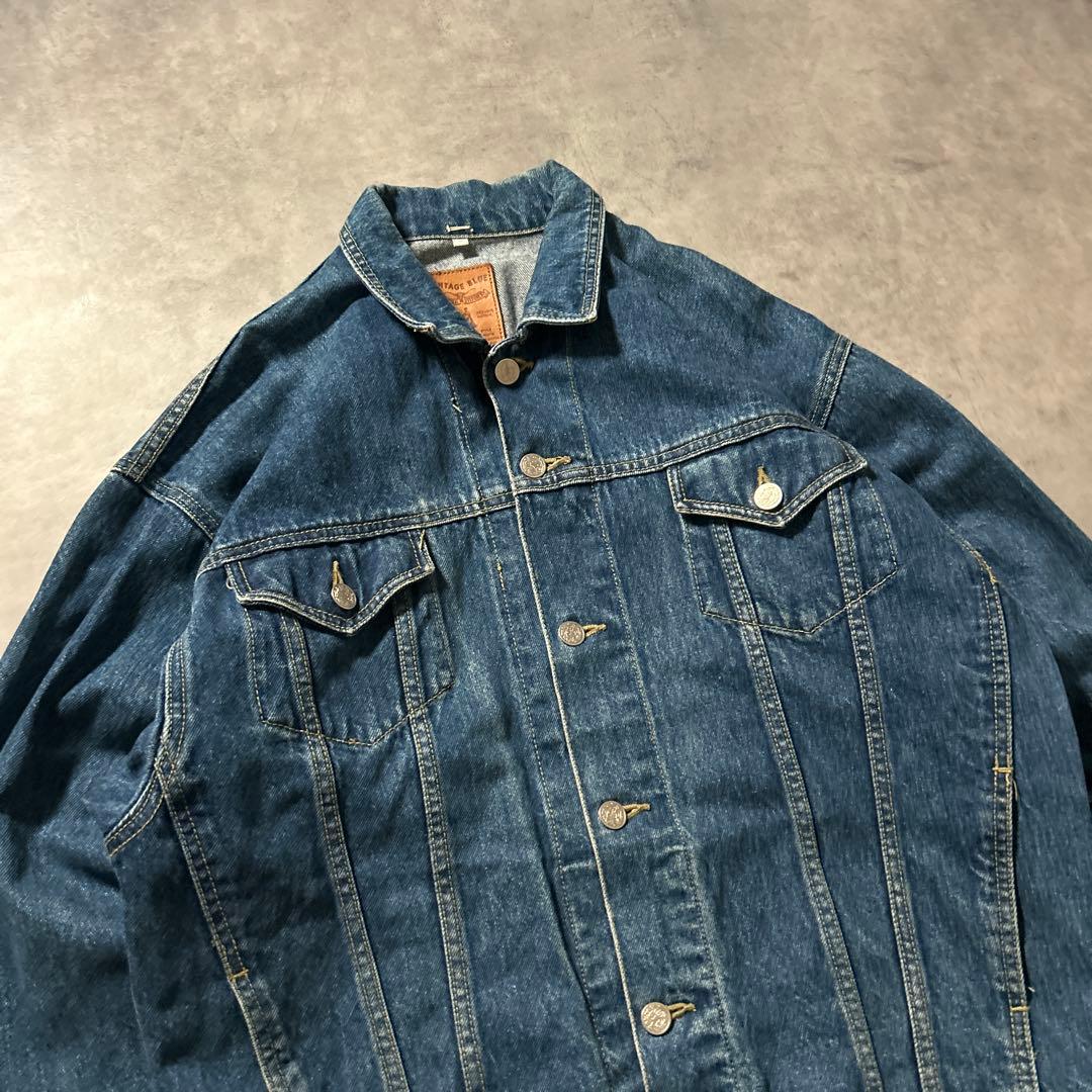 ヴィンテージ デニム コットン マルチポケット バックル デザイン ジャケット