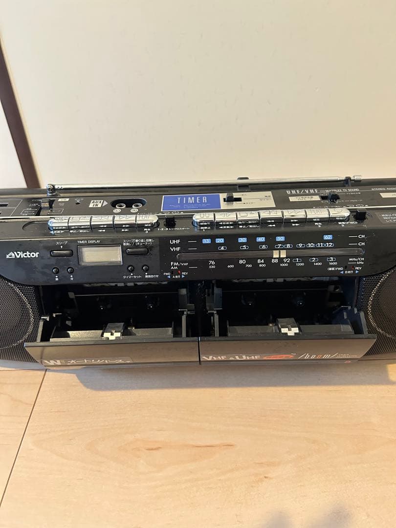 Victor Wオートリバース ラジカセ ブラック RC-F3