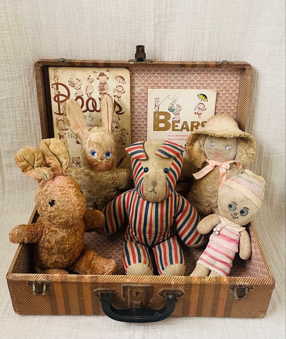 アンティークヴィンテージUSAテディベア うさぎドール古びたぬいぐるみ