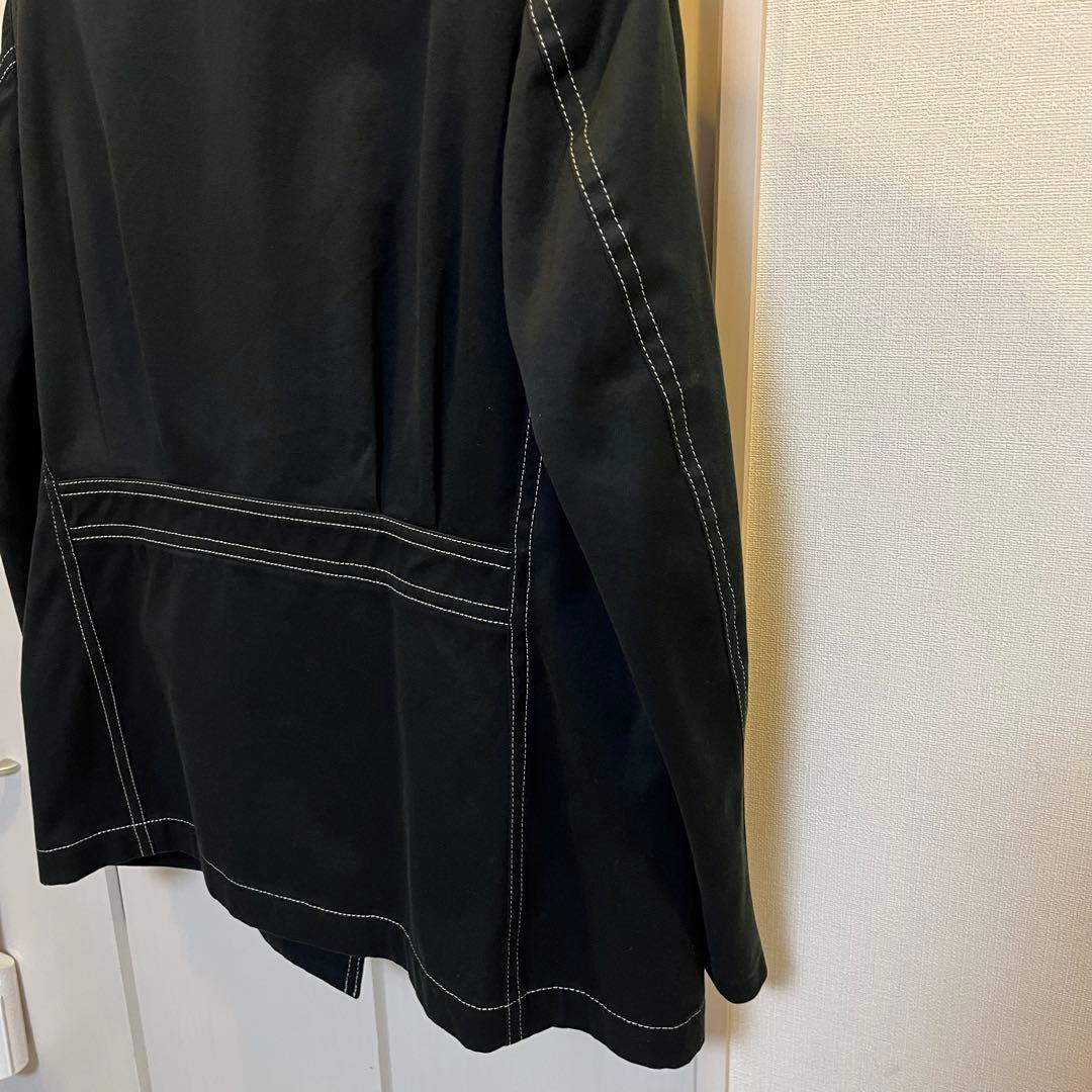 【Y’s】 コットンジャケット 白ステッチ ジッパーポケット ［黒］