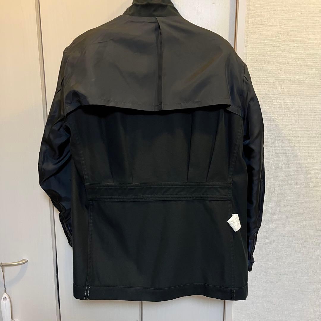 【Y’s】 コットンジャケット 白ステッチ ジッパーポケット ［黒］