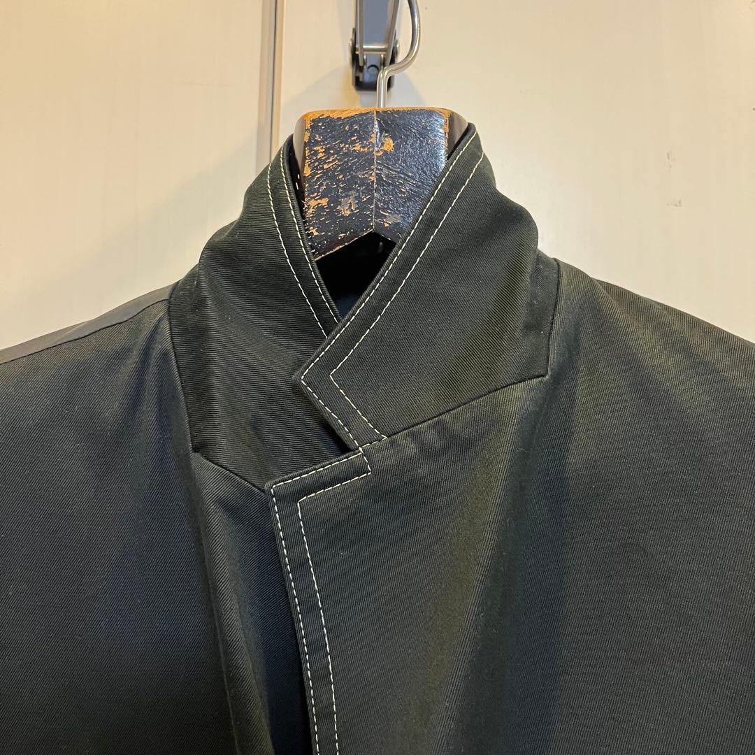 【Y’s】 コットンジャケット 白ステッチ ジッパーポケット ［黒］