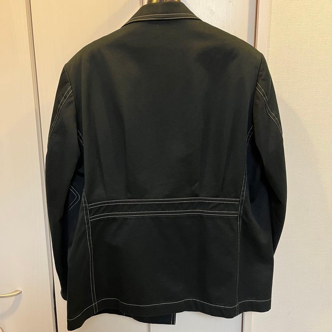 【Y’s】 コットンジャケット 白ステッチ ジッパーポケット ［黒］