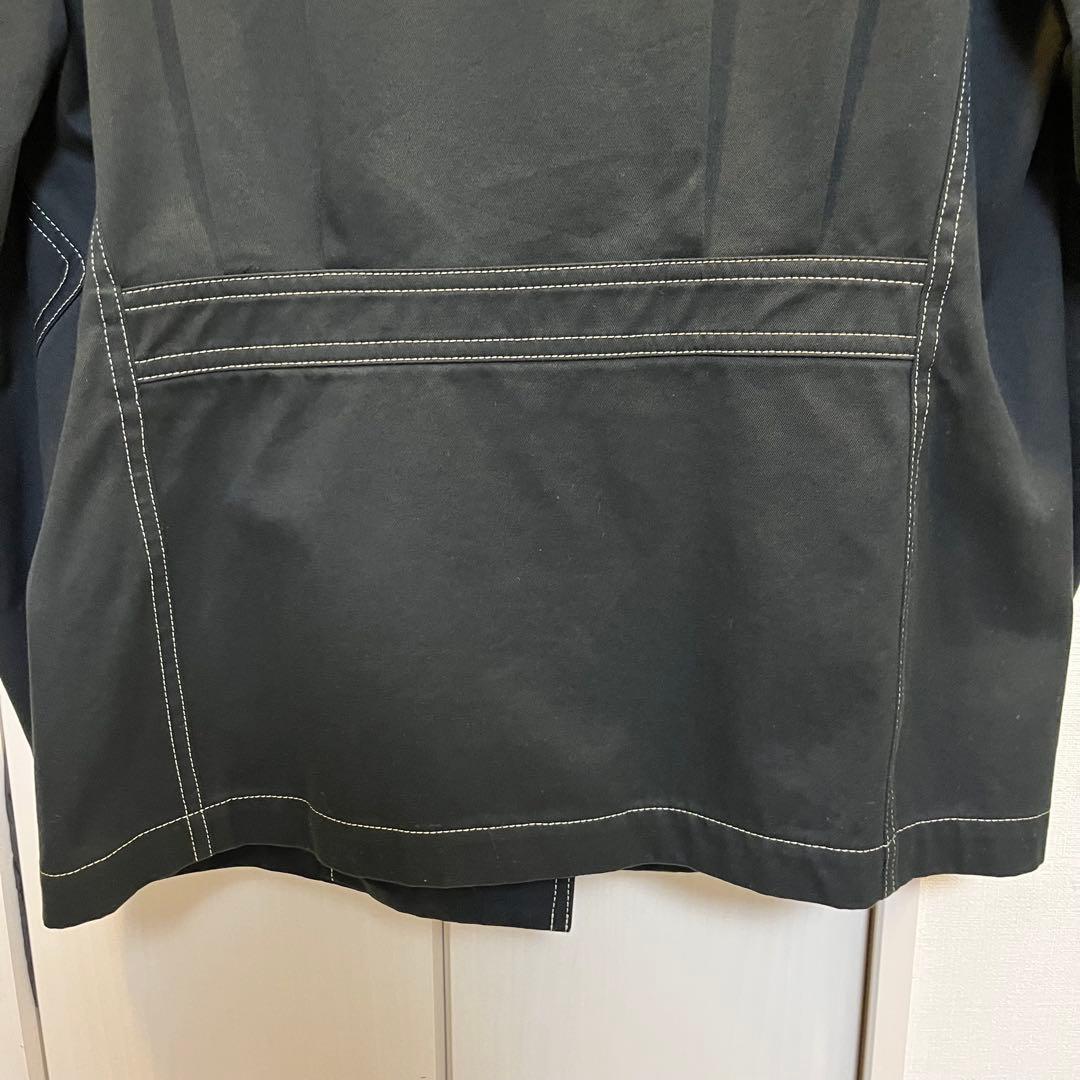 【Y’s】 コットンジャケット 白ステッチ ジッパーポケット ［黒］