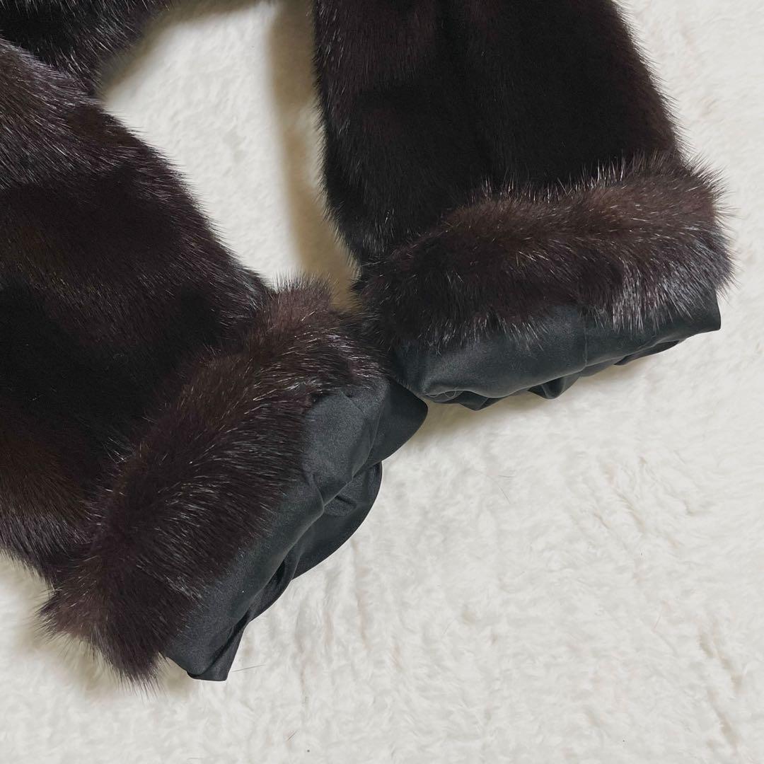 【総丈114cm】 ダークミンク 本毛皮 ロング コート リアルファー S相当