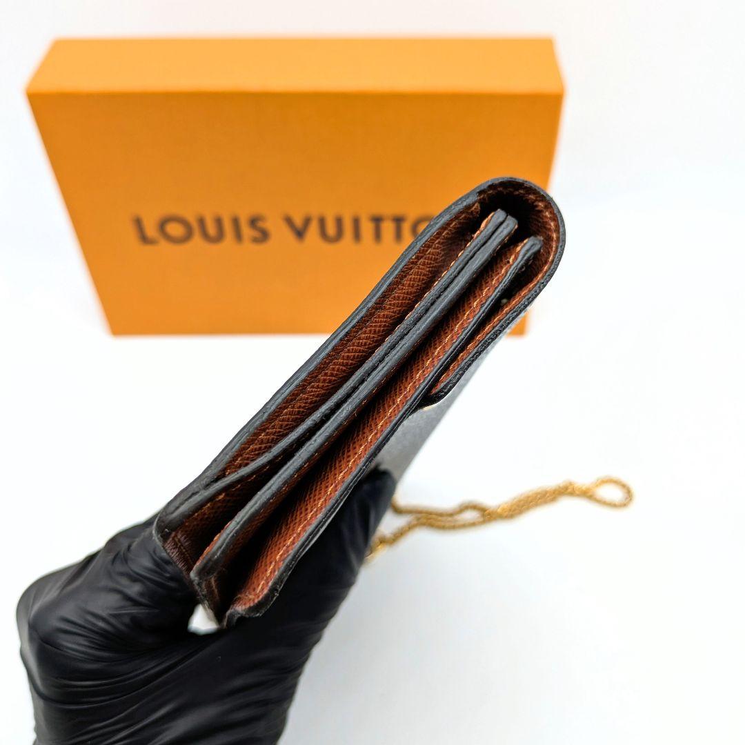 【超美品】アコルディオン 長財布 モノグラム ルイヴィトン チェーン付き