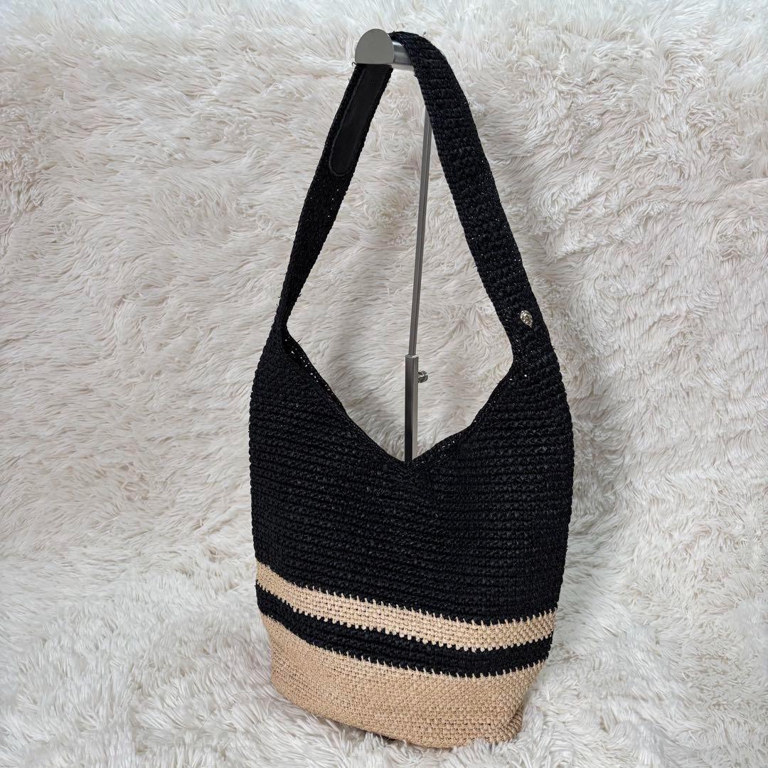 美品☆HELEN KAMINSKI バイカラー カゴバッグ ショルダーラフィア